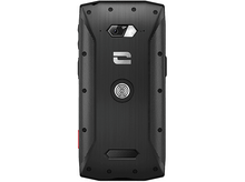 Charger l'image dans la galerie, Smartphone noir avec une caméra, des boutons sur le côté et un dos texturé. Le logo de la marque est visible.
