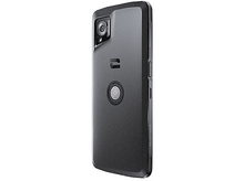 Charger l'image dans la galerie, Coque de téléphone noire avec caméra et logo, dos transparent.
