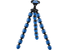 Charger l&#39;image dans la galerie, Trépied flexible avec joints en caoutchouc bleus. Noir et bleu. Fond blanc.
