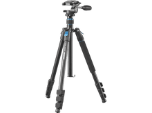 Charger l&#39;image dans la galerie, Trépied avec pieds noirs et accents bleus. La tête est noire et possède une poignée.
