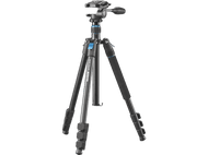 Trépied avec pieds noirs et accents bleus. La tête est noire et possède une poignée.