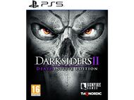 Pochette du jeu Darksiders II. Crâne avec yeux brillants. Logo PS5 en haut. Fond noir.