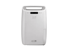 Charger l&#39;image dans la galerie, Déshumidificateur d&#39;air De&#39;Longhi blanc. Vue de face, boutons en haut, avec un fond noir.
