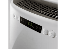 Charger l&#39;image dans la galerie, Gros plan du panneau de commande d&#39;un déshumidificateur blanc, affichant l&#39;humidité et les boutons.
