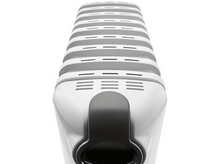 Charger l&#39;image dans la galerie, Gros plan sur un radiateur électrique blanc avec poignée noire et évents.
