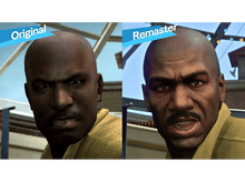 Charger l&#39;image dans la galerie, Deux gros plans de visages, original à gauche, remasterisé à droite.
