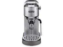 Charger l&#39;image dans la galerie, Machine à expresso De&#39;Longhi en acier inoxydable avec une base argentée.

