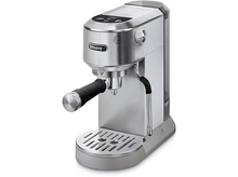 Charger l&#39;image dans la galerie, Une machine à expresso argent et grise. Elle a une poignée noire et un réservoir d&#39;eau.
