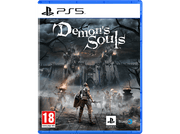 Couverture du jeu PS5 : Demon's Souls, un chevalier avec une épée et d'autres soldats face à un château, ciel sombre.