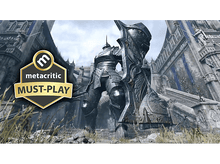 Charger l&#39;image dans la galerie, Un chevalier en armure tient un bouclier devant un château médiéval. Badge &#39;Metacritic Must-Play&#39; visible.

