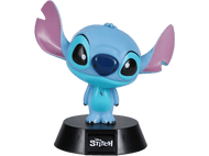 Figurine Stitch sur une base noire. Le personnage est bleu clair avec de grandes oreilles et une base noire.