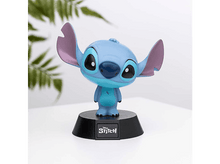 Charger l&#39;image dans la galerie, Une figurine bleue de Stitch sur une base noire. Stitch a de grandes oreilles et un petit nez. La base indique &#39;Disney Stitch&#39;.
