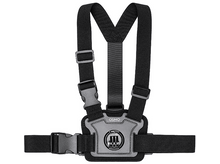 Charger l&#39;image dans la galerie, Sangle de poitrine noire pour caméra d&#39;action avec logo Osmo. Sangles et boucle réglables.

