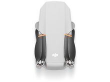 Charger l&#39;image dans la galerie, Un drone blanc avec des hélices noires et des pointes oranges sur fond blanc.
