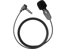 Charger l&#39;image dans la galerie, Micro noir avec une housse en mousse et une prise jack 3,5 mm. Un câble noir relie les deux éléments.
