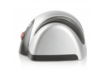 Charger l&#39;image dans la galerie, Appareil argenté, probablement un aiguiseur, avec un bouton d&#39;alimentation rouge et une garniture noire.
