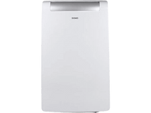 Charger l&#39;image dans la galerie, Climatiseur blanc avec texte &#39;DOMO&#39;. Haut argenté. Forme rectangulaire.
