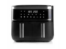 Charger l&#39;image dans la galerie, Une friteuse à air noire avec un affichage numérique, indiquant la température et le temps de cuisson.
