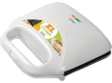 Charger l&#39;image dans la galerie, Appareil à sandwich XL blanc avec logo vert et indicateur lumineux rouge/vert.
