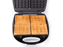Charger l&#39;image dans la galerie, Gaufrier avec quatre gaufres dorées. Il est ouvert sur fond blanc.
