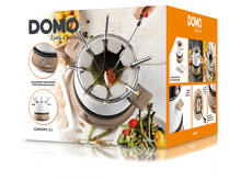 Charger l&#39;image dans la galerie, Boîte de service à fondue DOMO, avec un service à fondue et des images sur fond blanc.
