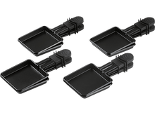 Charger l&#39;image dans la galerie, Quatre grills à raclette noirs sur fond blanc. Ils sont rectangulaires avec des poignées.

