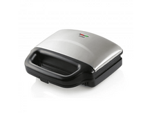 Charger l&#39;image dans la galerie, Un appareil à sandwich argenté et noir fermé, avec une lumière rouge et verte sur le dessus.
