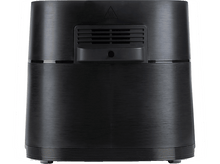 Charger l&#39;image dans la galerie, Friteuse à air noire sur fond blanc. Elle a une finition métallique et un panneau de contrôle sur le dessus.
