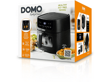 Charger l&#39;image dans la galerie, Une friteuse à air noire avec le logo DOMO et les détails du produit dans la boîte.
