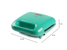Charger l'image dans la galerie, Appareil à sandwich vert avec dimensions étiquetées, vue de face, fond blanc.
