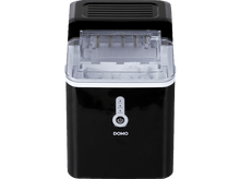 Charger l&#39;image dans la galerie, Machine à glaçons noire et blanche avec un dessus ouvert révélant des glaçons.
