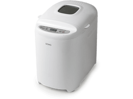 Une machine à pain blanche avec un affichage numérique.