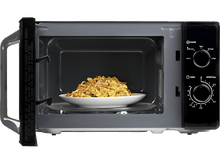 Charger l&#39;image dans la galerie, Une assiette de nouilles est à l&#39;intérieur d&#39;un micro-ondes ouvert.
