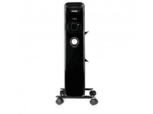 Charger l&#39;image dans la galerie, Chauffage électrique noir avec commandes et roues, isolé sur fond blanc.
