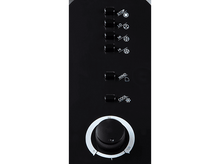 Charger l'image dans la galerie, Panneau de commande d'un ventilateur noir avec des boutons et un cadran.
