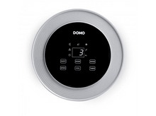Charger l&#39;image dans la galerie, Panneau de commande de climatiseur rond argenté avec écran noir. Le texte comprend DOMO, boutons et le chiffre 3.
