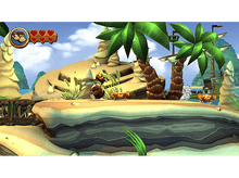 Charger l'image dans la galerie, Scène de jeu Donkey Kong : Donkey Kong qui saute, des crabes, des palmiers et un bateau pirate.
