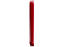 Charger l&#39;image dans la galerie, Vue latérale d&#39;un téléphone portable rouge. Le téléphone a une forme solide et rectangulaire avec une surface lisse. Le fond est noir.
