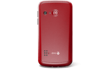 Charger l&#39;image dans la galerie, Téléphone Doro rouge, vue arrière, avec appareil photo et haut-parleur.
