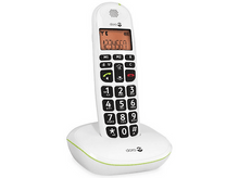 Charger l&#39;image dans la galerie, Téléphone fixe Doro blanc avec de gros boutons et un écran affichant des chiffres.
