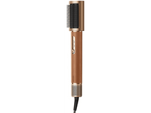 Charger l&#39;image dans la galerie, Une brosse à coiffer marron et dorée avec un cordon.
