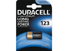 Charger l&#39;image dans la galerie, Pack de piles Duracell Ultra Lithium 123. Couleurs noir, or et bleu. Avec le logo Duracell.
