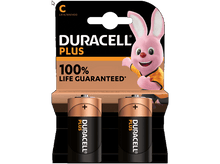 Charger l&#39;image dans la galerie, Pack de piles Duracell Plus. Deux piles et un lapin rose sont visibles. Le texte dit 100% de durée de vie garantie.
