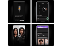 Charger l&#39;image dans la galerie, Captures d&#39;écran d&#39;une interface téléphonique avec des instructions de coiffure. Fond noir, texte blanc, modèles.
