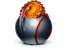 Charger l&#39;image dans la galerie, Purificateur d&#39;air Dyson, un globe argenté avec des accents rouges et un dessus brillant.
