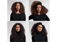 Charger l&#39;image dans la galerie, Quatre images d&#39;une femme avec différentes coiffures : raide, gros cheveux, ondulés et bouclés.
