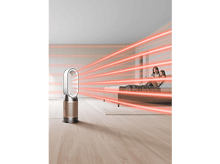 Charger l&#39;image dans la galerie, Une pièce avec un purificateur d&#39;air Dyson, émettant des rayons rouges vers une femme et un enfant.
