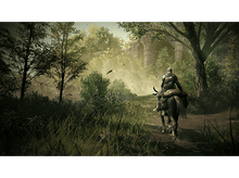Charger l&#39;image dans la galerie, Une personne à cheval traverse une forêt vers une vieille arche en pierre.
