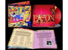 Charger l&#39;image dans la galerie, Pochette d&#39;album d&#39;Elton John et disque vinyle. Design coloré sur fond noir.
