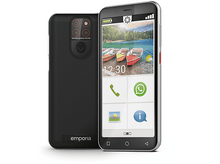 Charger l&#39;image dans la galerie, Smartphone noir avec deux écrans et trois icônes.
